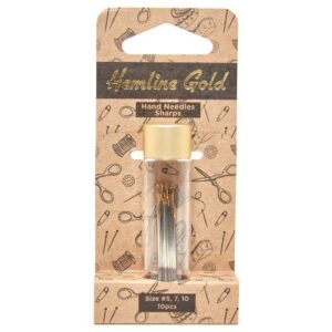 Hemline Gold - Hand needles - Sharps - Sizes 5,7 and 10 - 10 pack