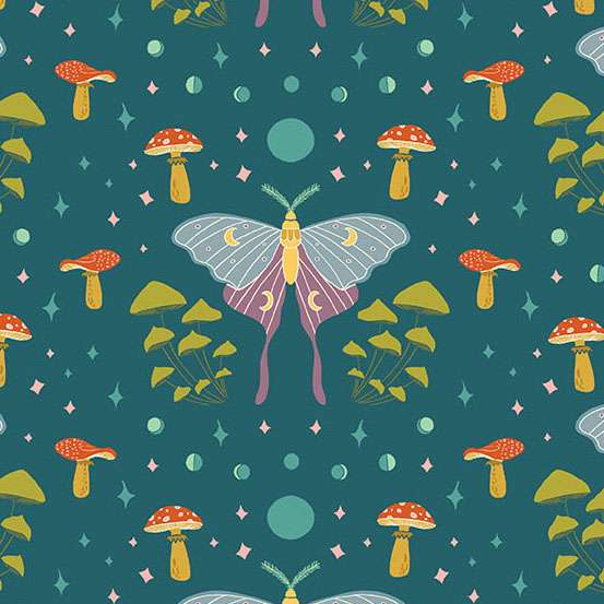 Twilight Teal - Moonlit Moths - Celestial Garden - 10024T